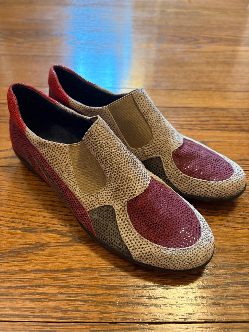 Vaneli Sport Women's Slip-On Casual Loafers in Beige and Burgundy